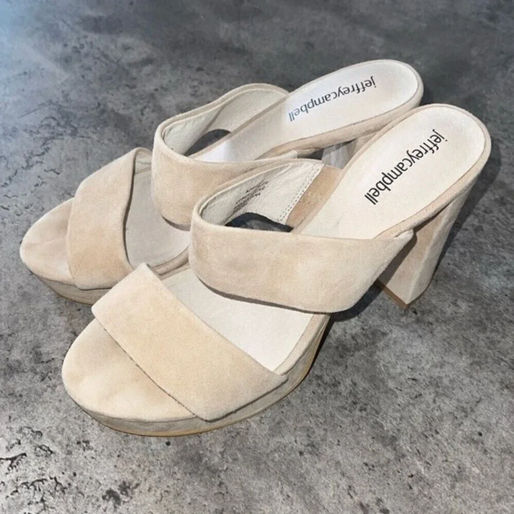 jeffery campbell adriana double strap platform nude suede heels